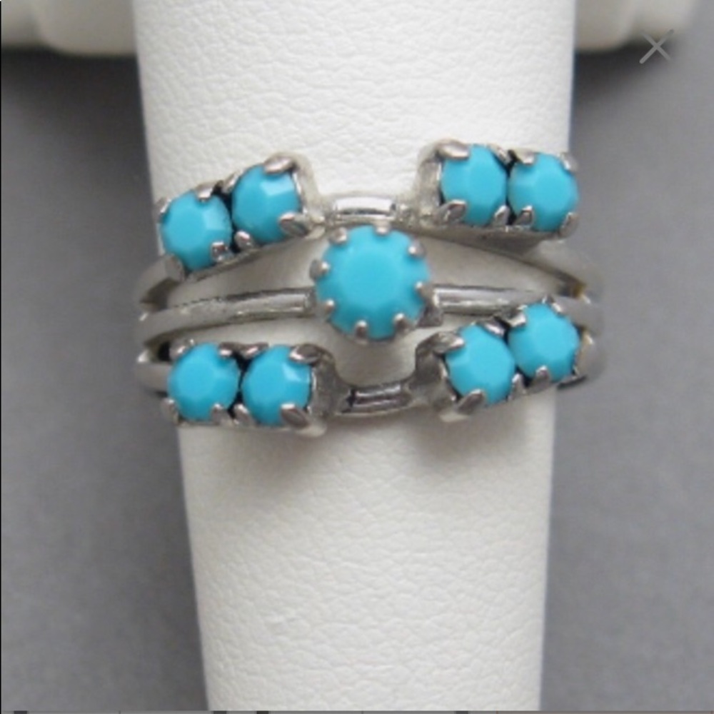 Vintage Blue Glass Solitaire Ring